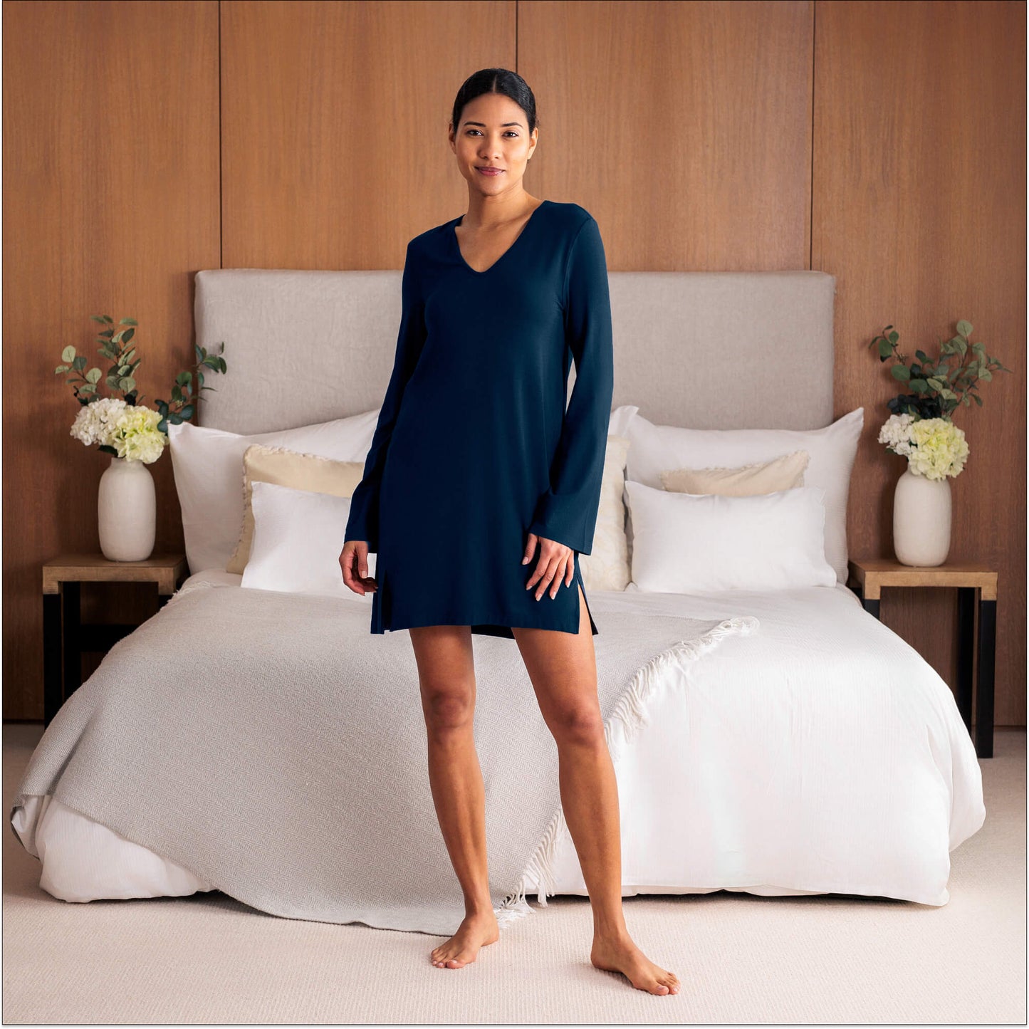 Balance long sleeves sleepshirt || Midnight blue