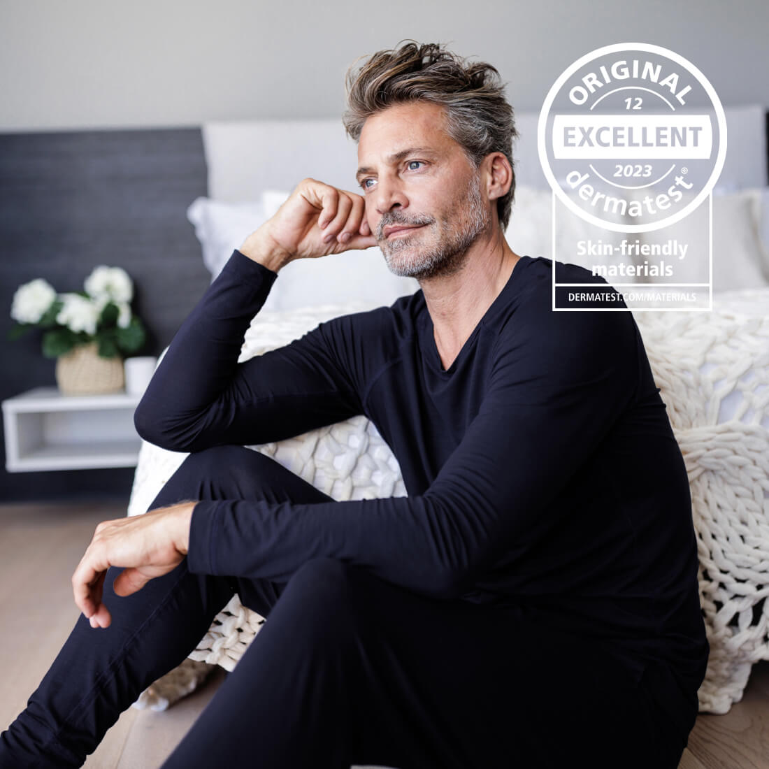 Sensitive skin pajama pants men || Navy blue