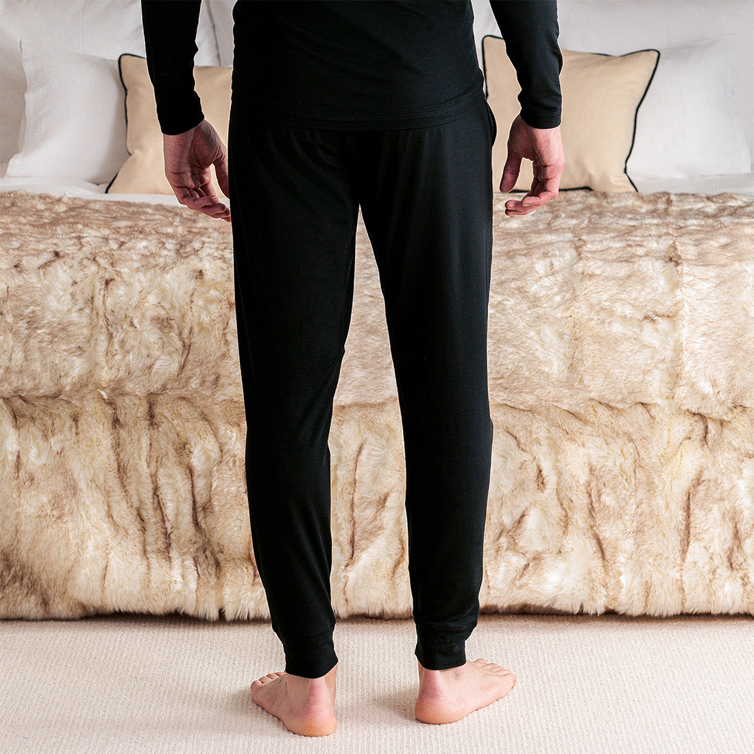Wollen pyjamabroek heren Black