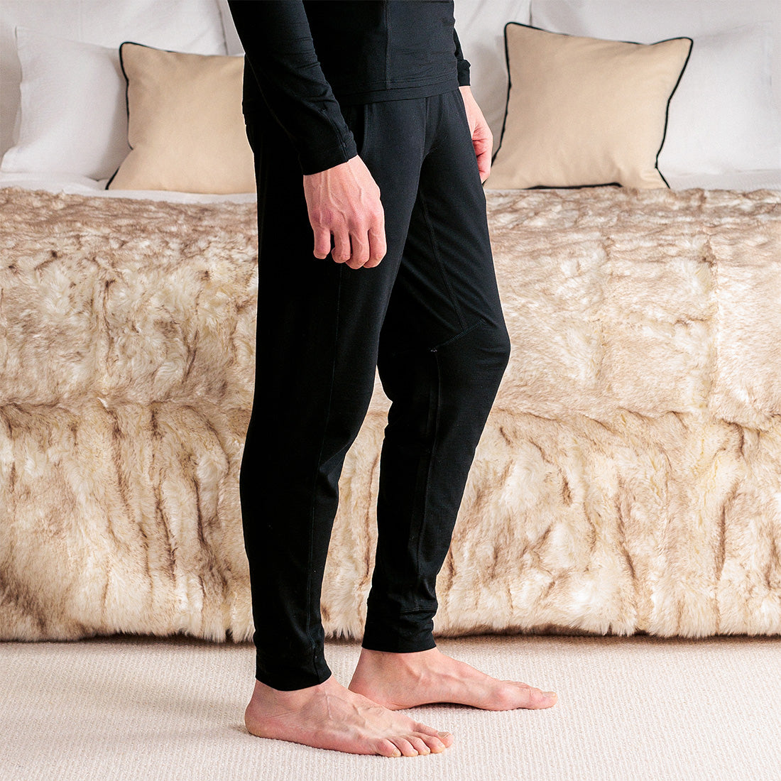 Wollen pyjamabroek heren Black