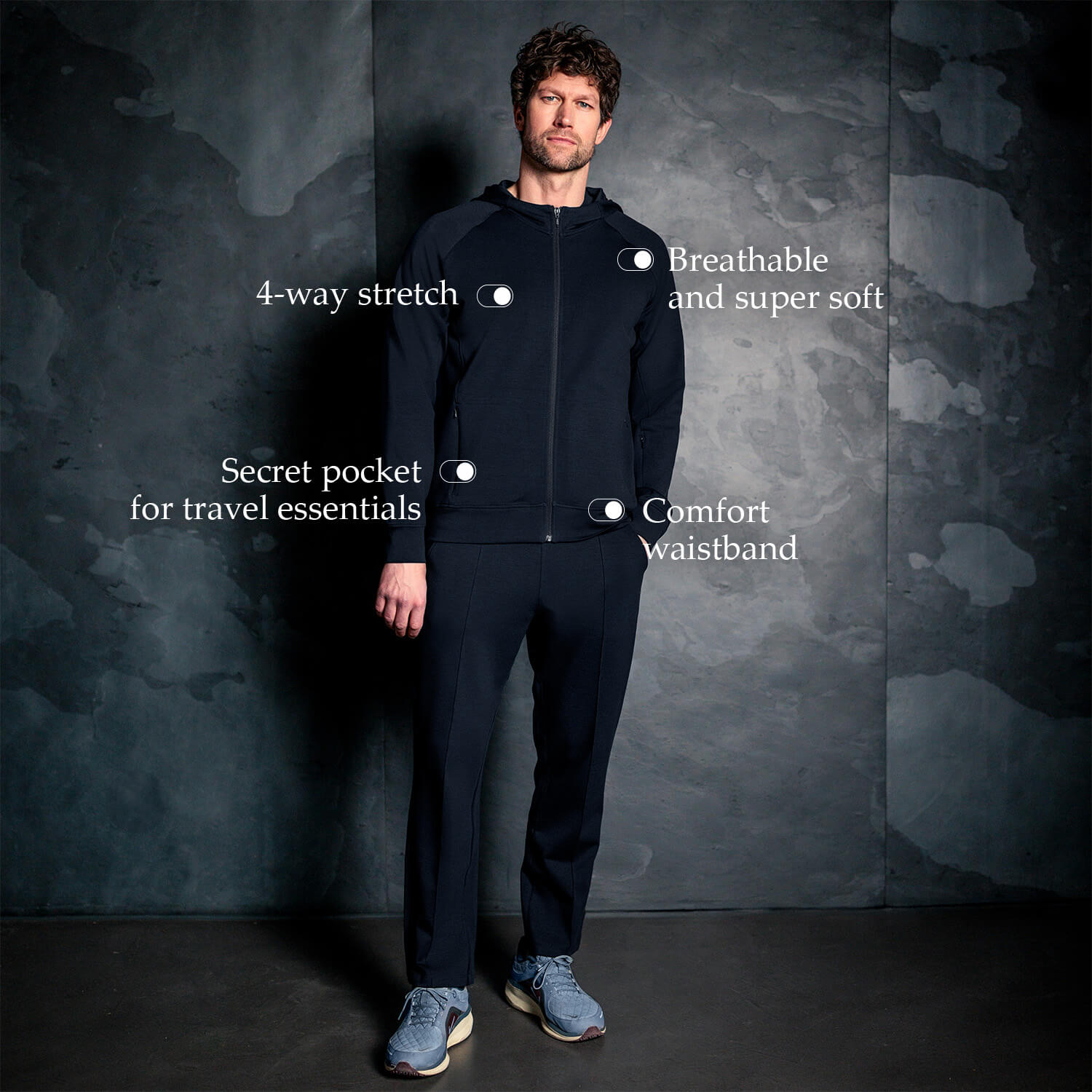 Comfortable travel pants men || Navy blue