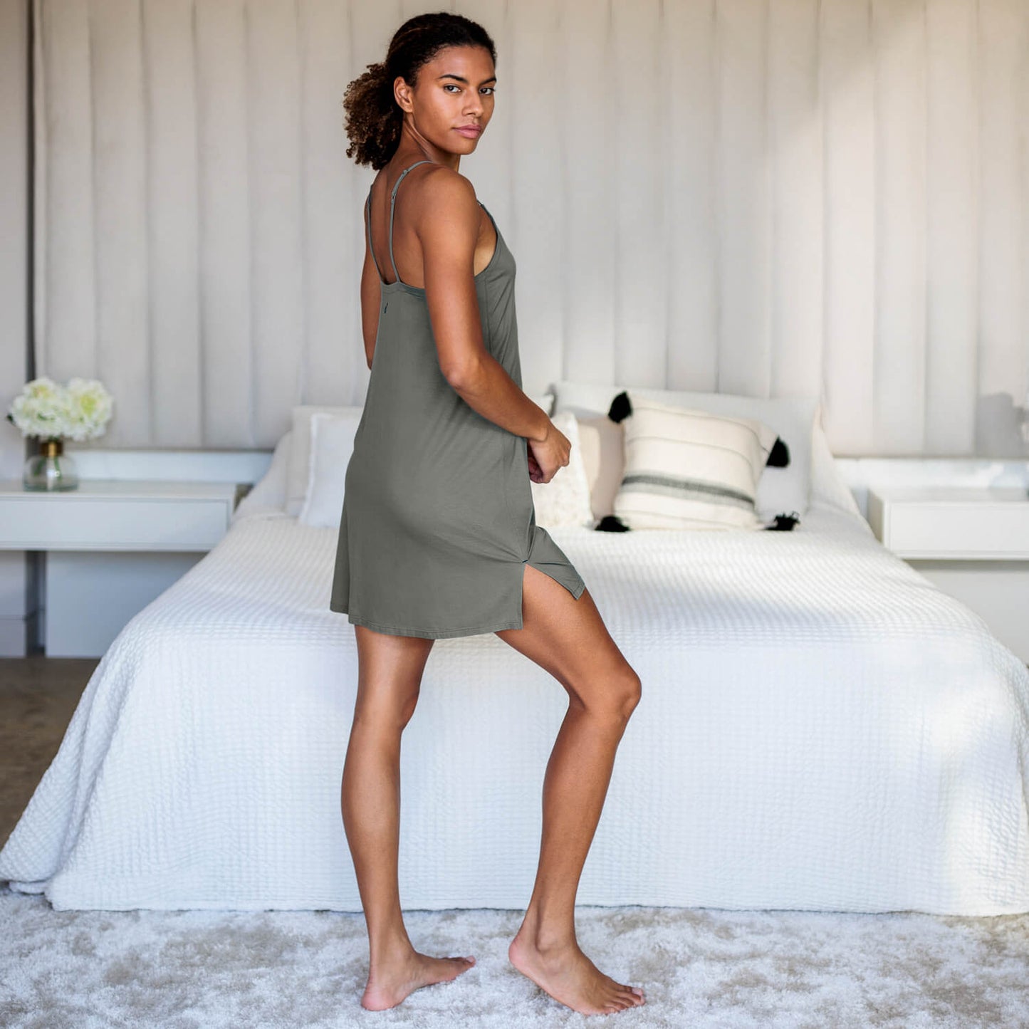 Cooling night slip dress || Sage