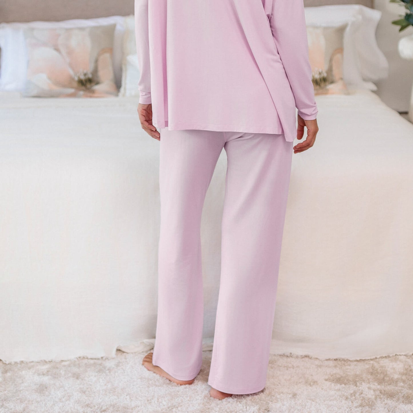 Wijde slaapbroek dames || Pink blush