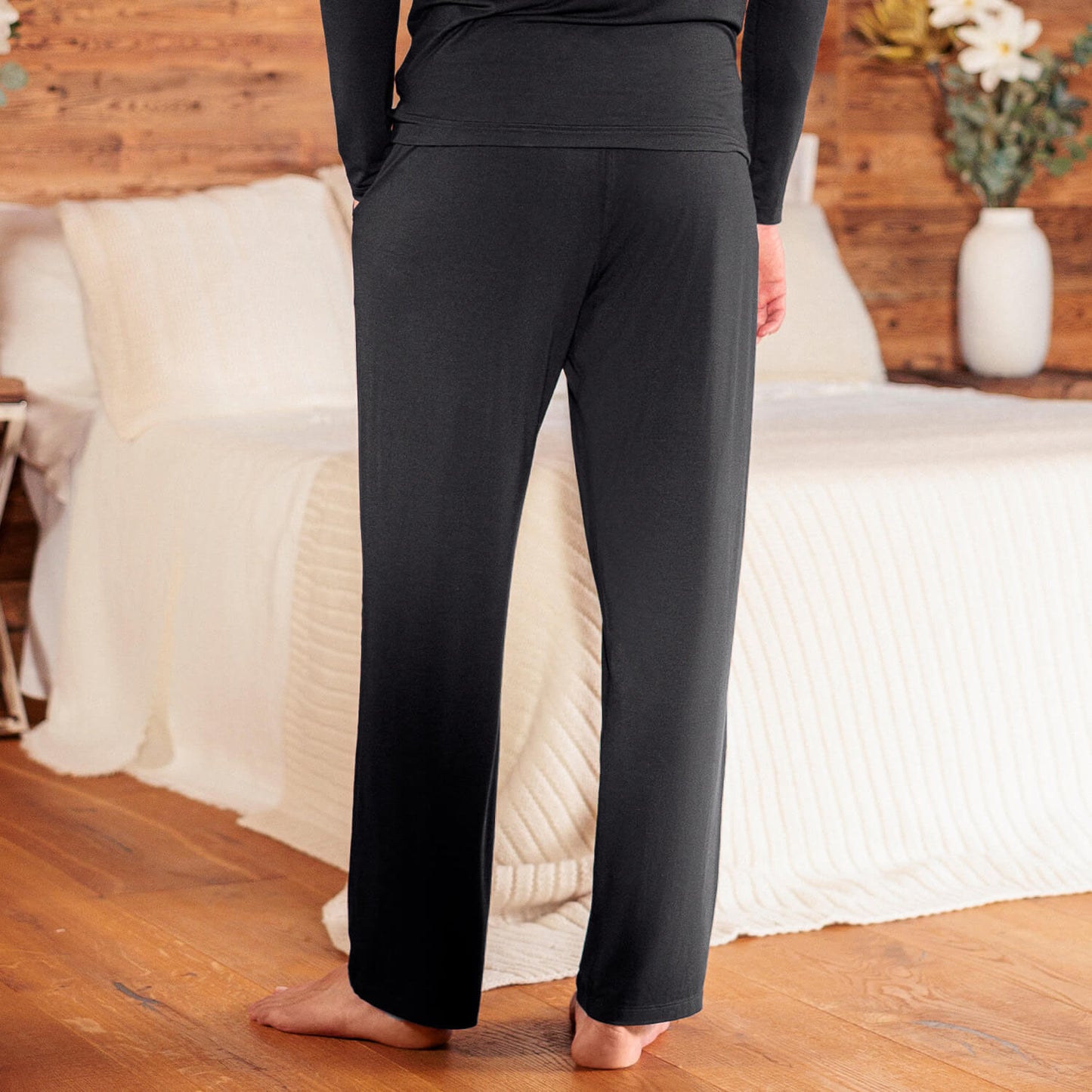 Wijde pyjamabroek heren Black