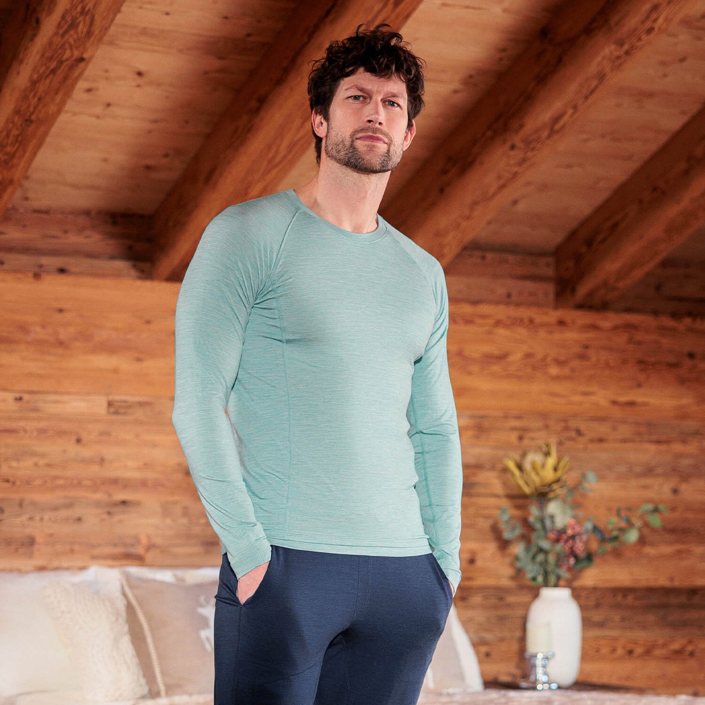 Thermal pajamas mens || Sage Mist Melange