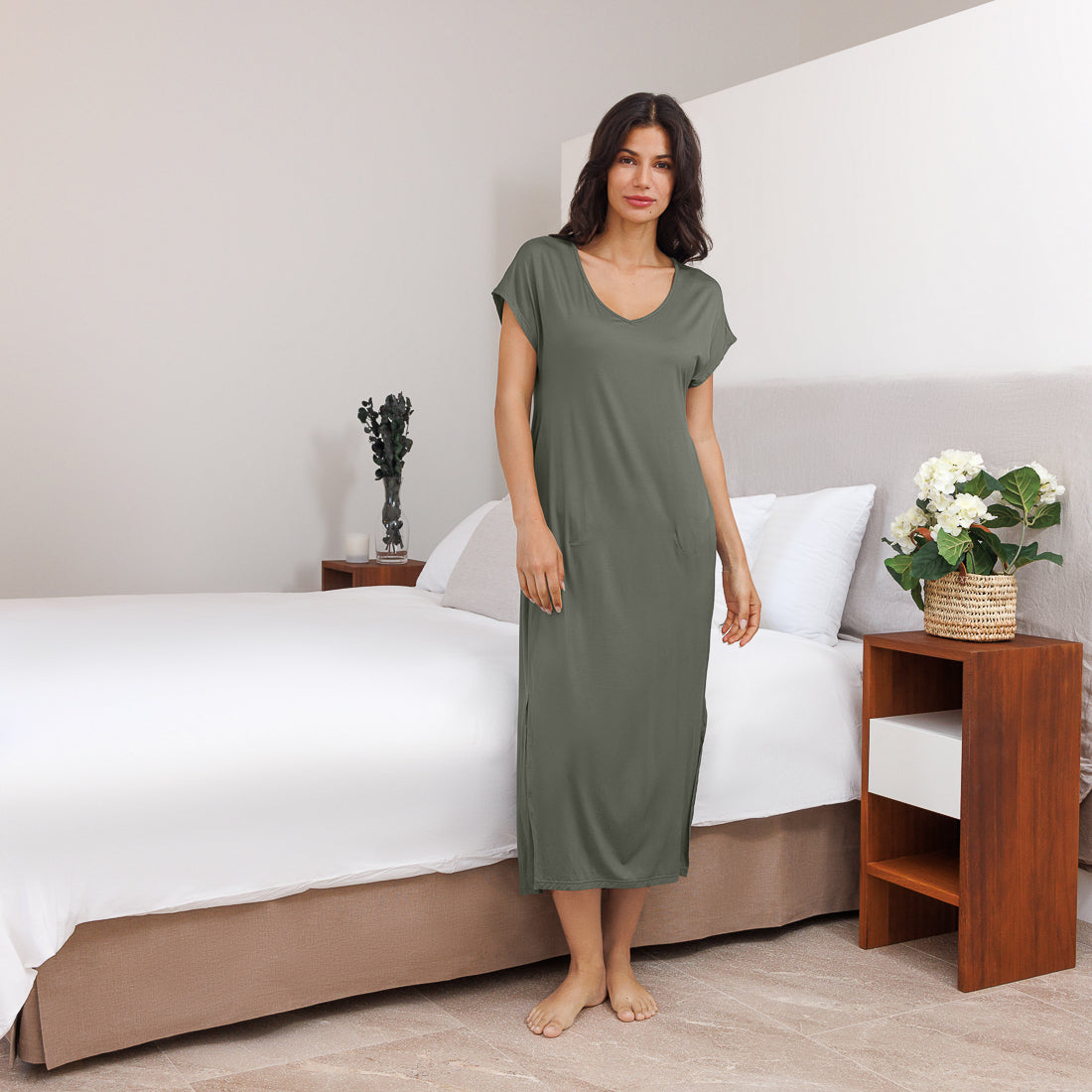 Women 100% Natural Cotton Dress Full Slips Under Dress Cami Chemise Nighty  Sleep