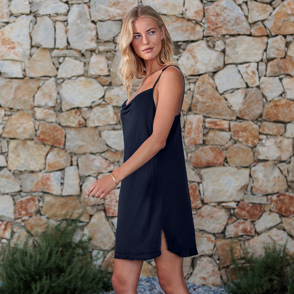 verkoelende slipdress | Navy blue