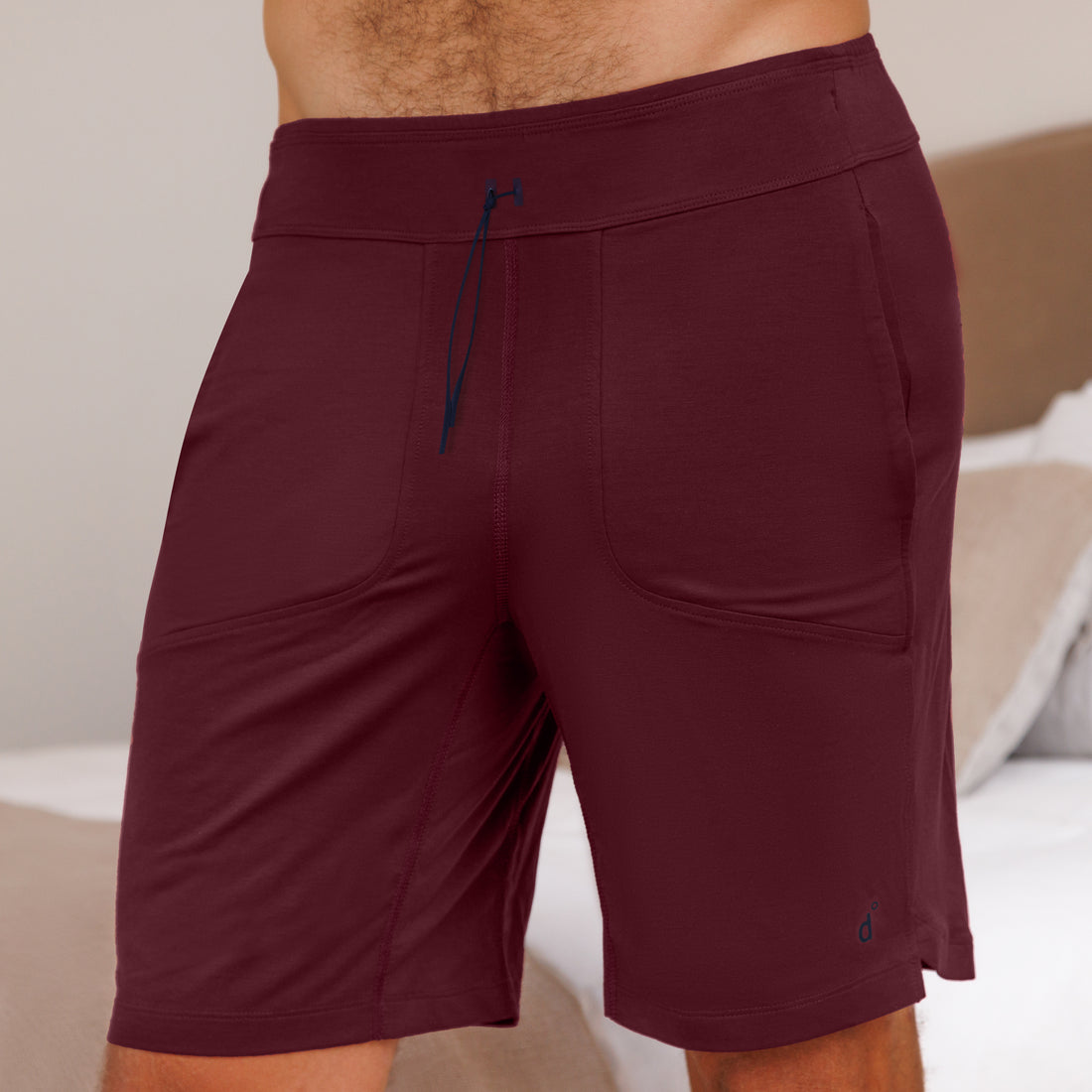 Muscle recovery sleep shorts men || Deep burgundy