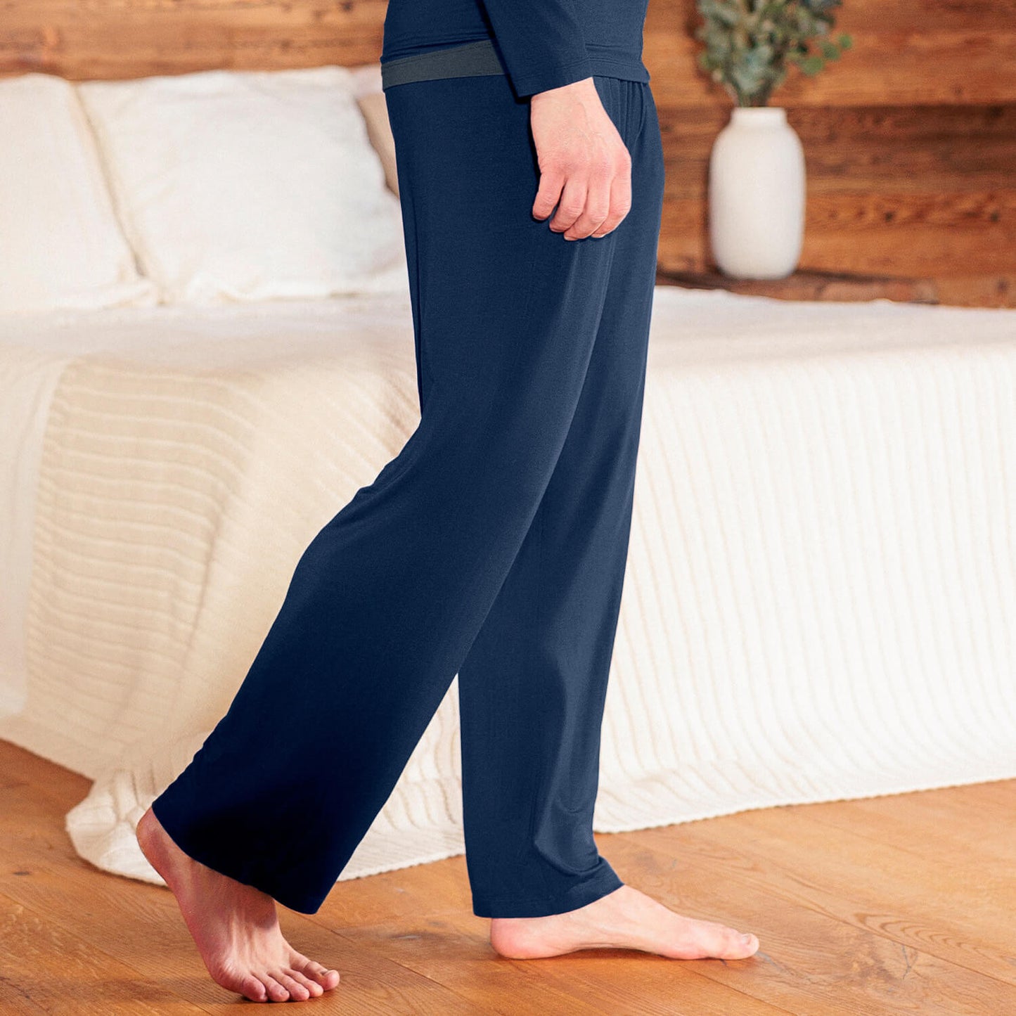 Wide pajama pants men || Midnight blue