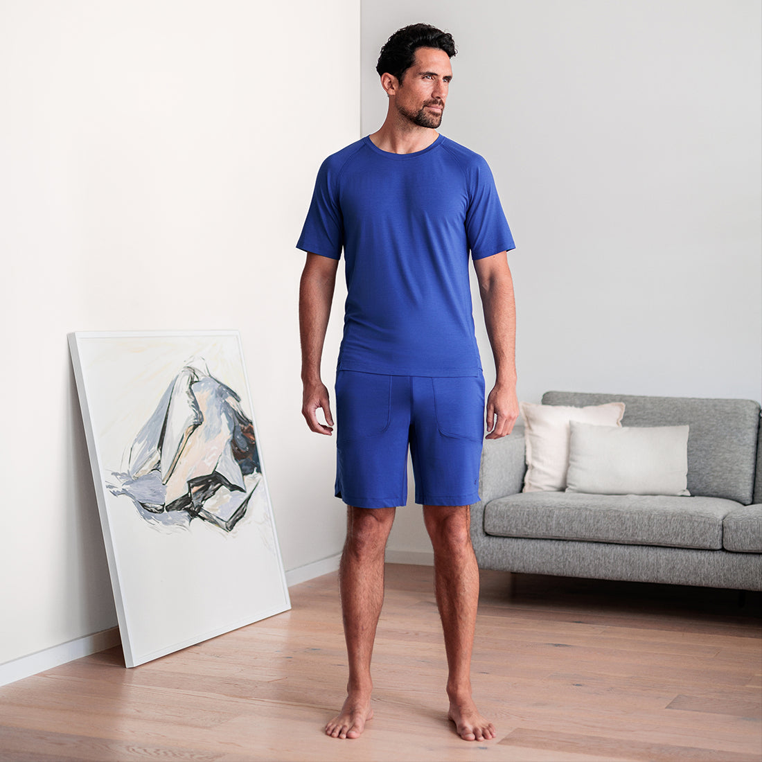 Muscle recovery sleep shorts men || Azure blue