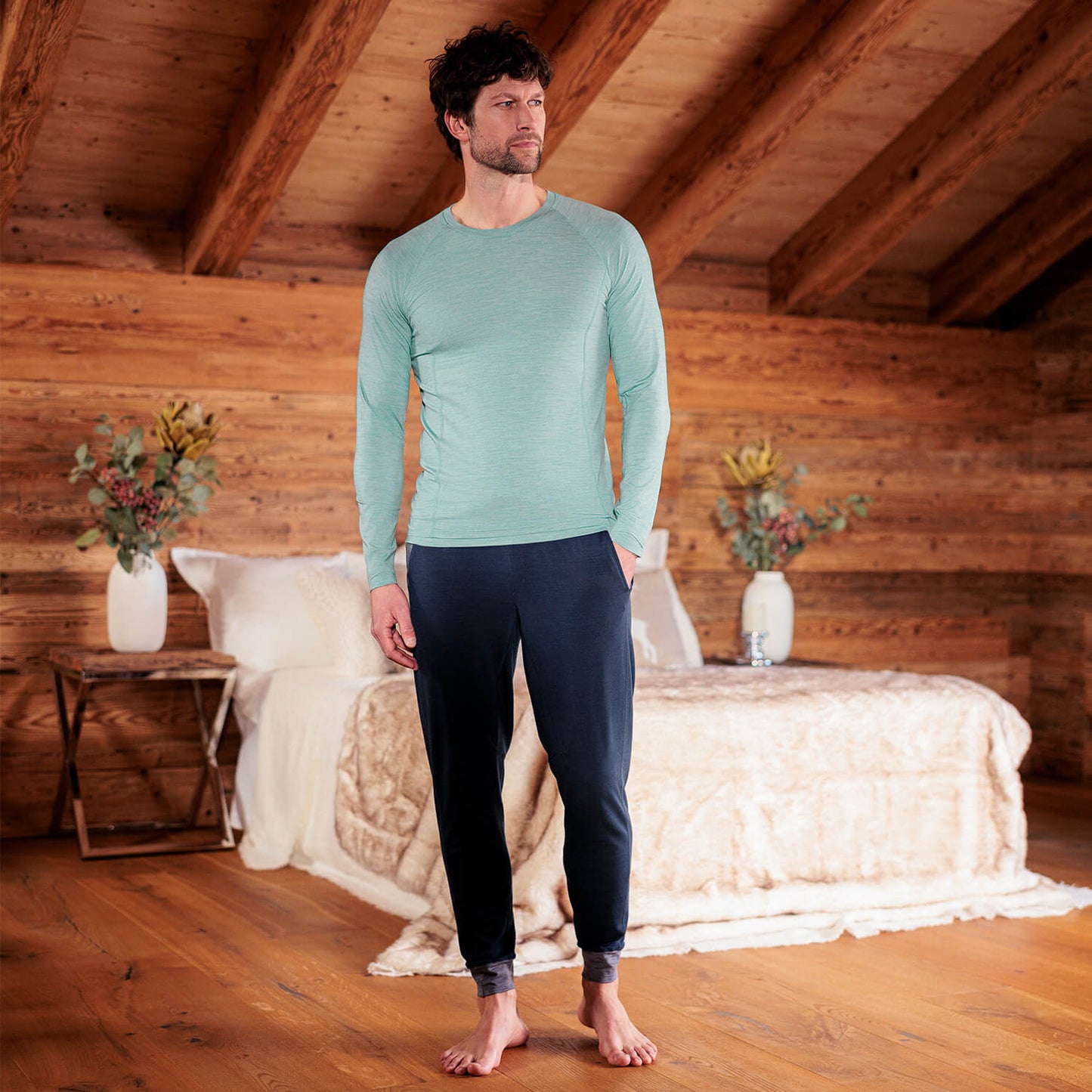 Thermal pajamas mens || Sage Mist Melange
