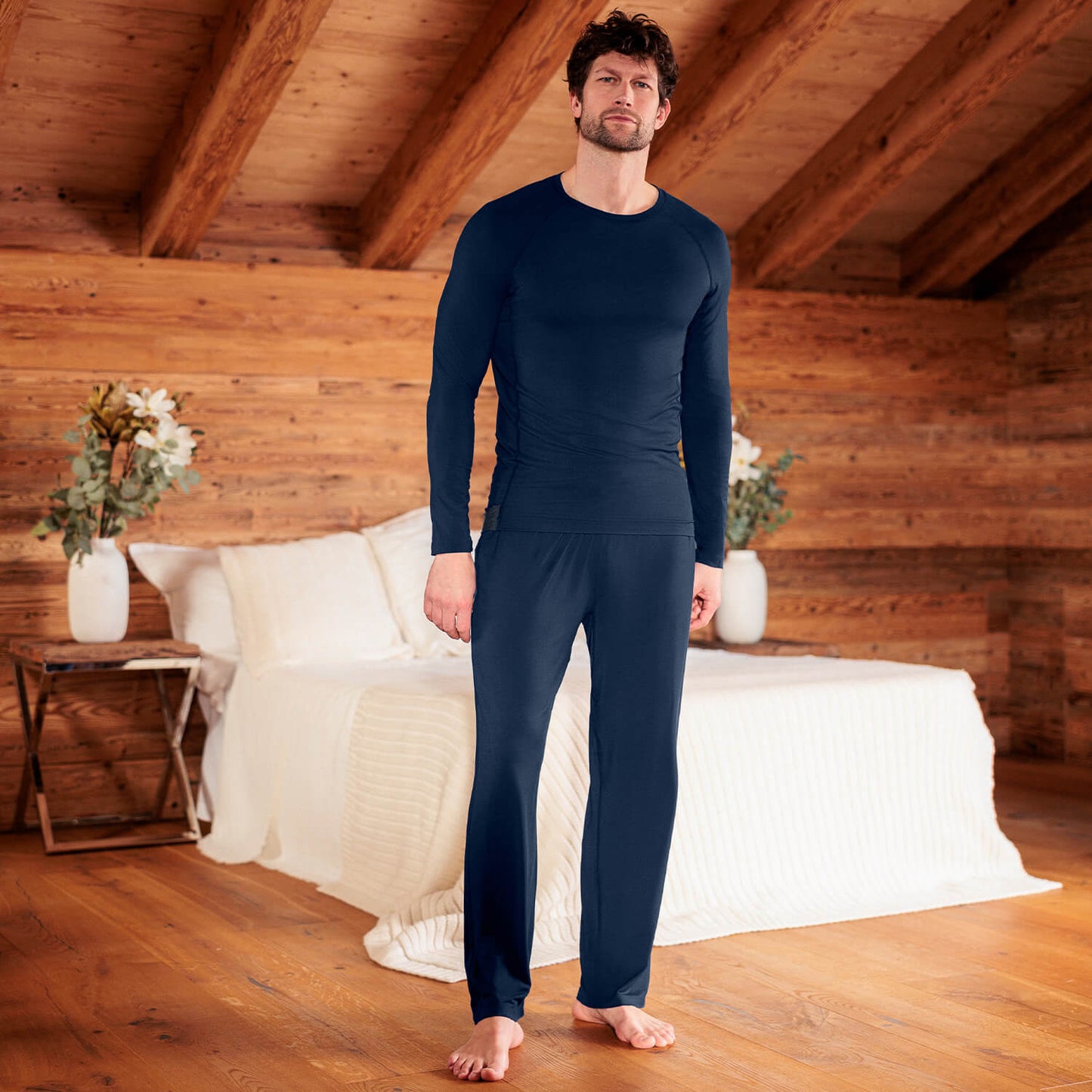 Wide pajama pants men || Midnight blue
