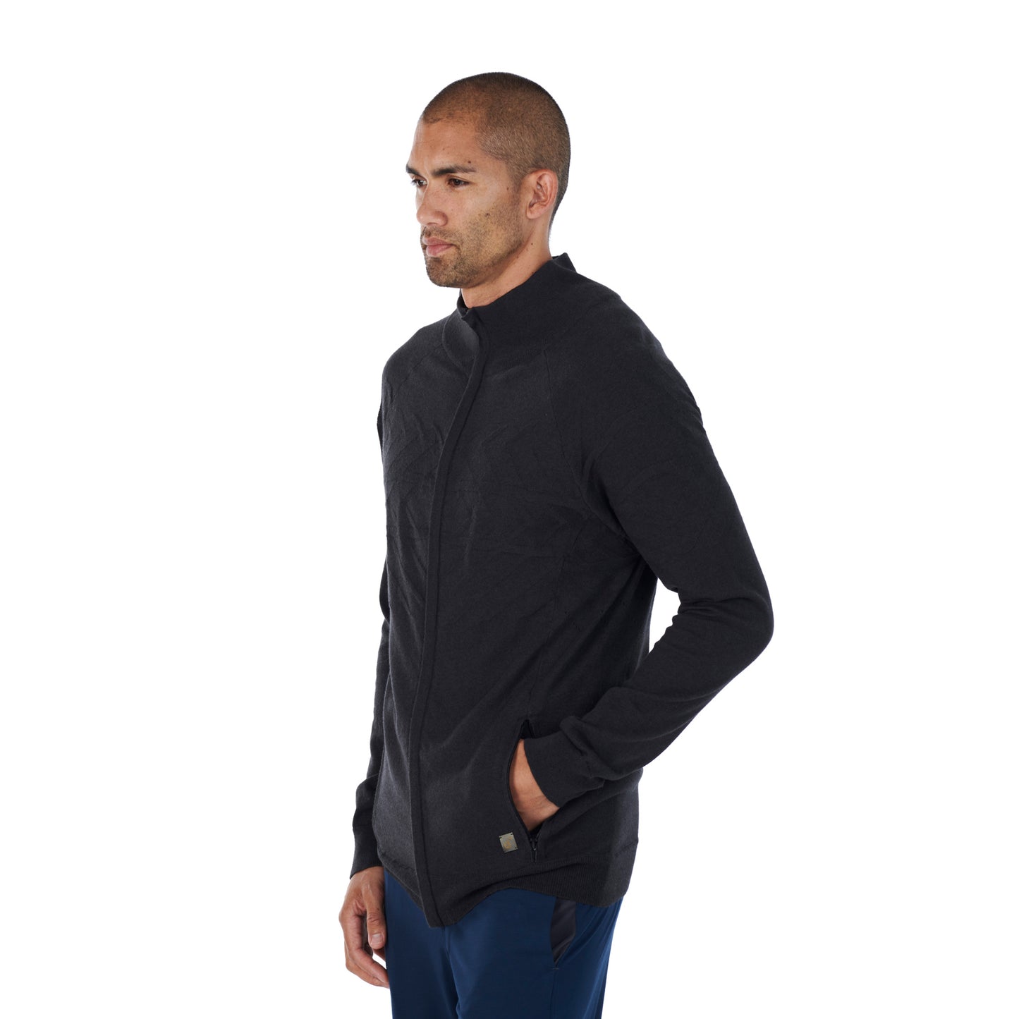 merino hoodie mens side || Charcoal