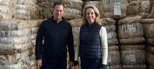 Dagsmejan co-founders visiting the Lanas Trinidad wool mill in Uruguay