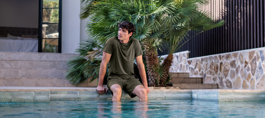 Man wearing Stay Cool sleepwear for cooling comfort