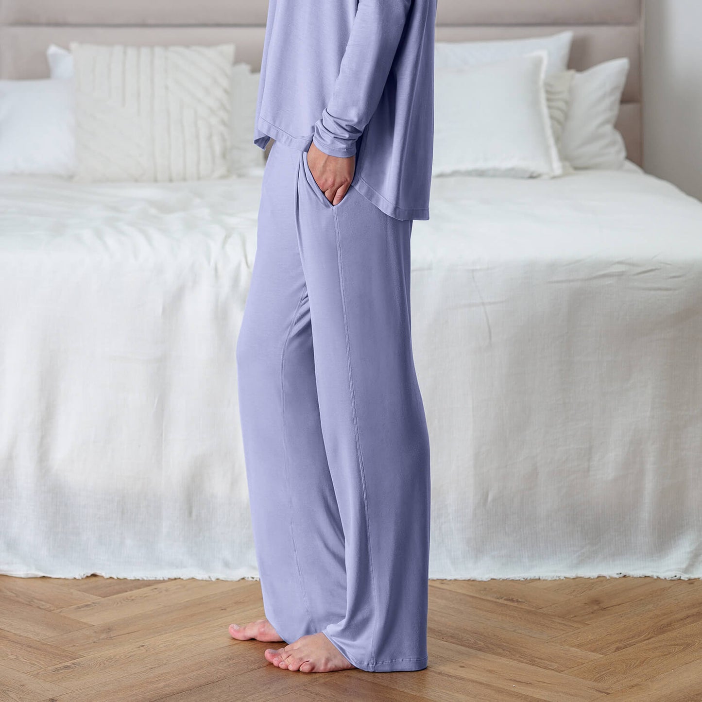 Wide leg sleep pants women || Morning sky