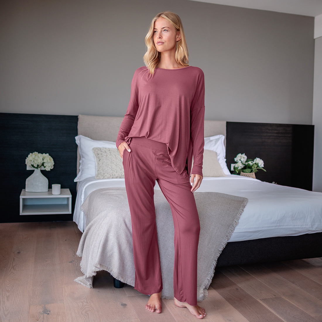 Pajamas gift set women || Maroon