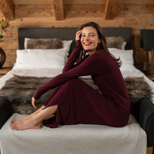 Merino nachtjapon | Deep burgundy