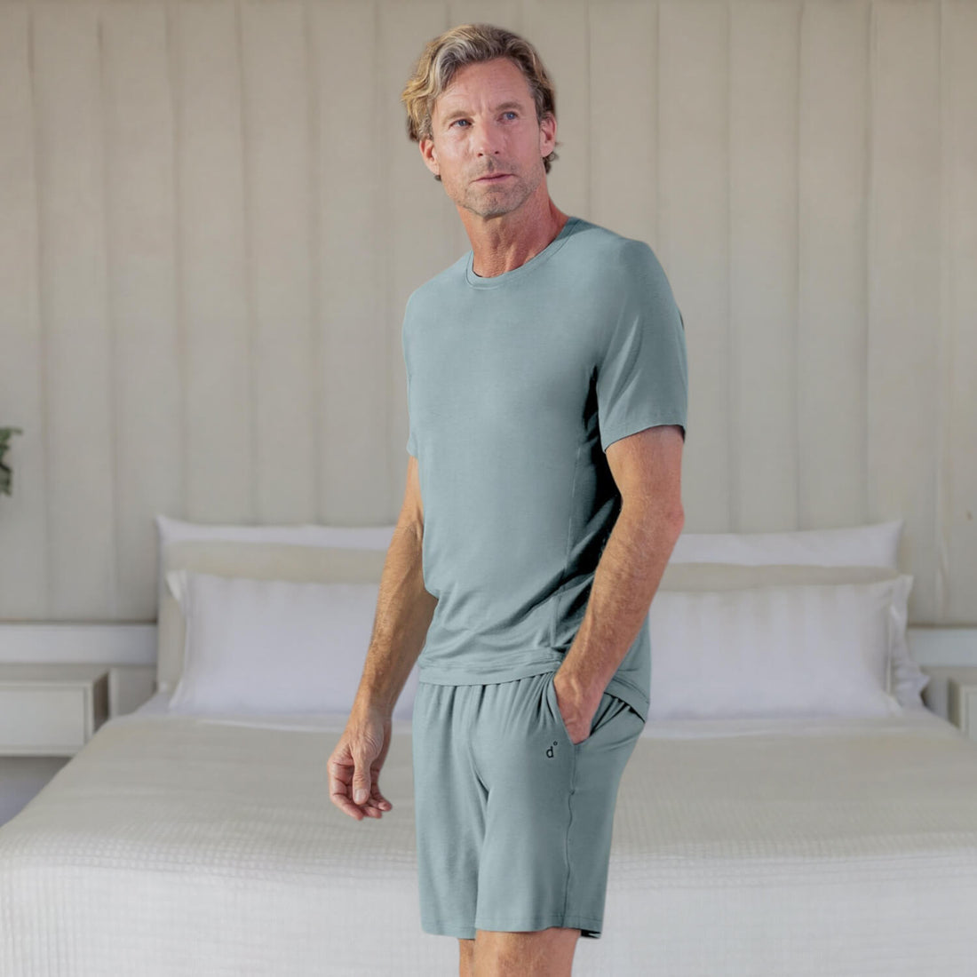 Collagen infused sleepwear for men || Frosted sage
