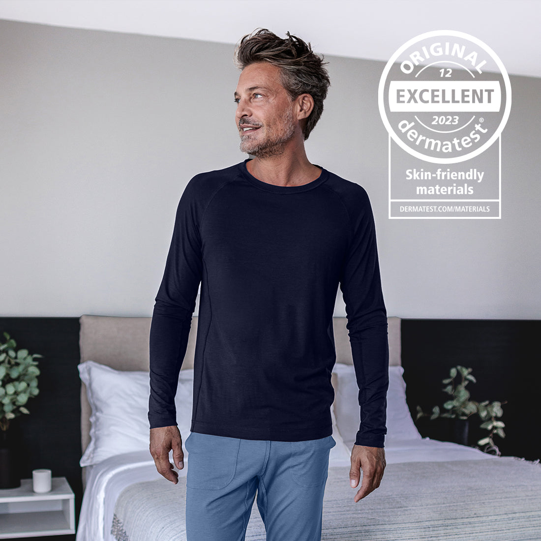 Sensitive skin pajama men || Navy blue