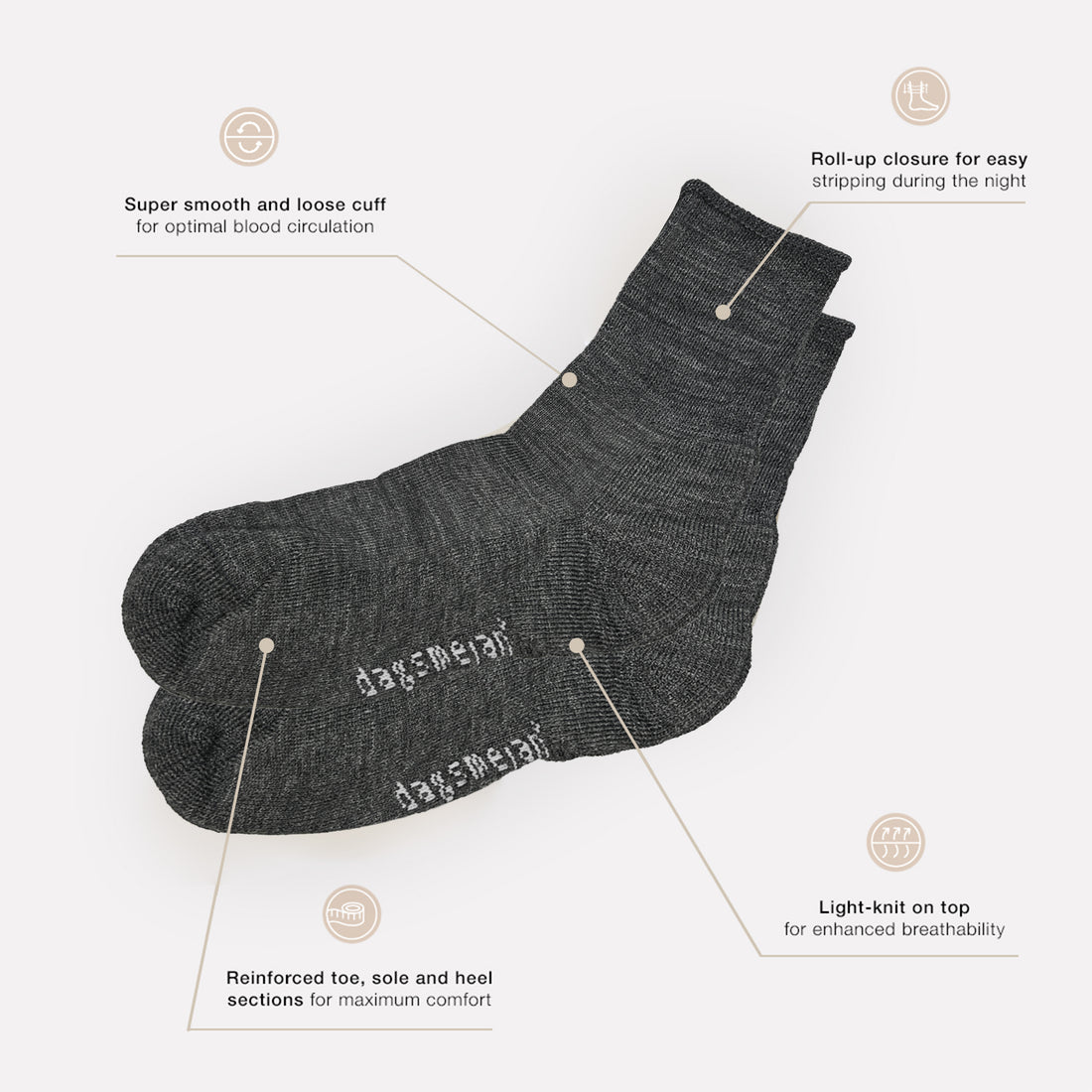 Sleep socks || Grey Melange || en