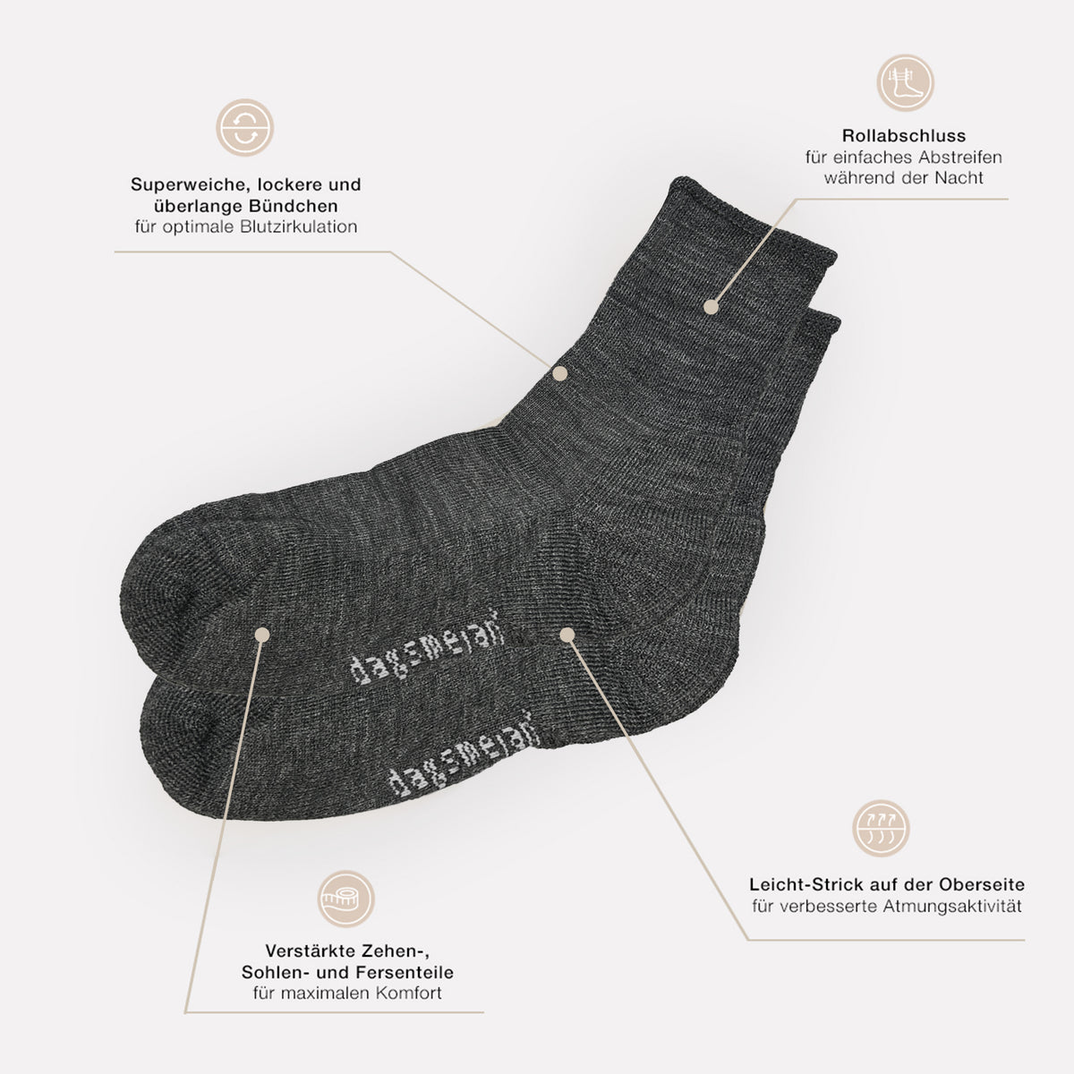 Sleep socks || Grey Melange || de