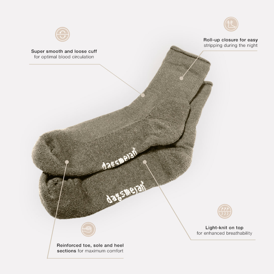 Sleep socks || Greige Melange || en