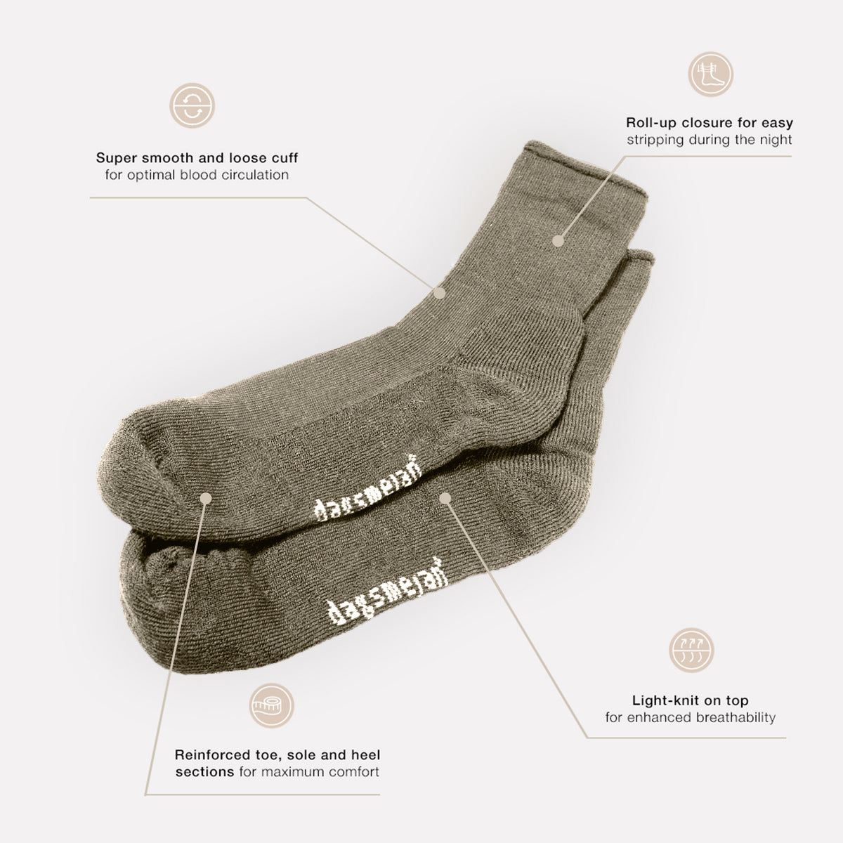 Sleep socks || Greige Melange || en