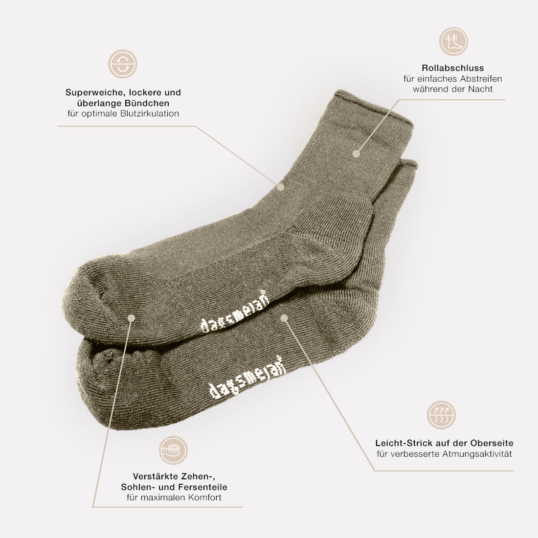 Sleep socks || Greige Melange || de
