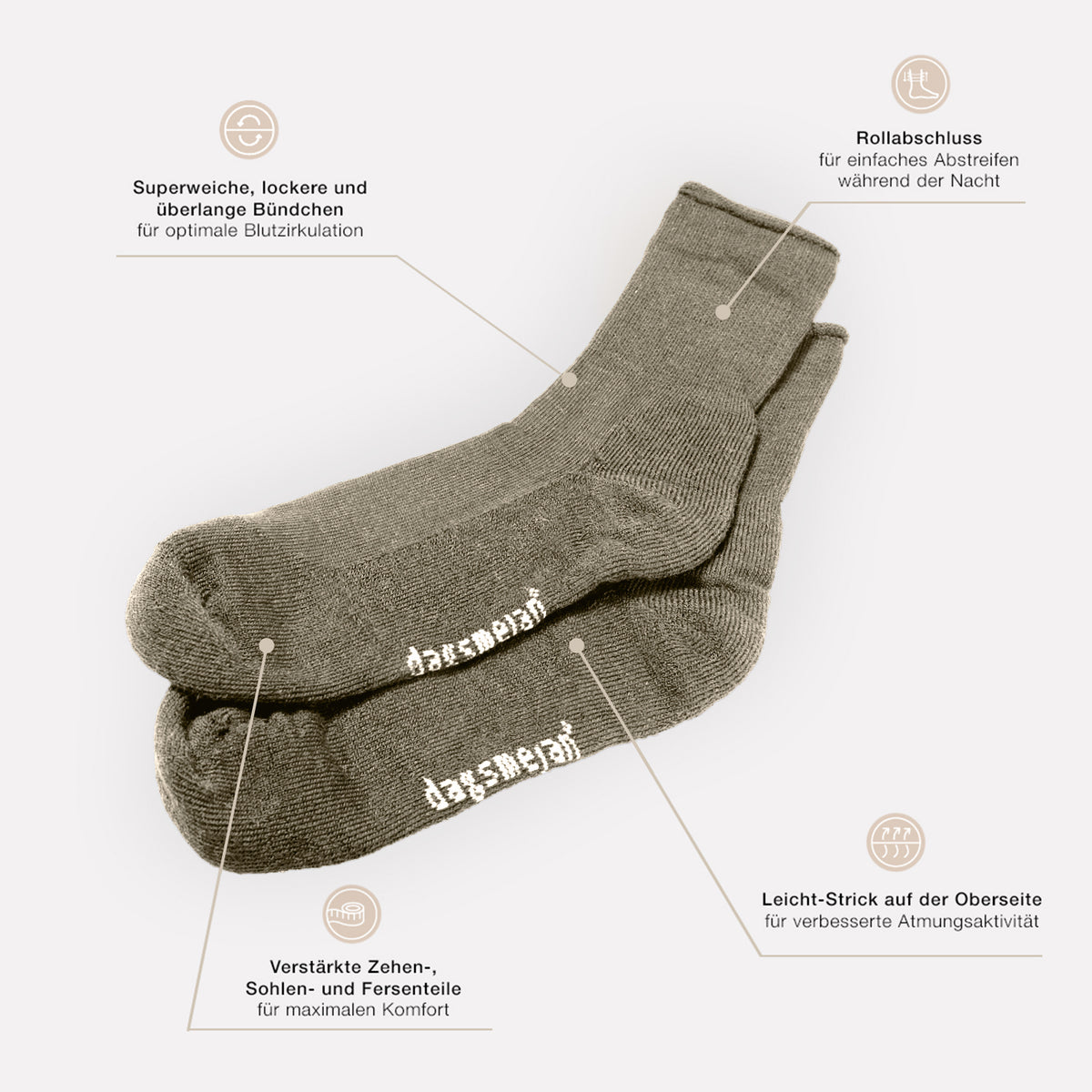 Sleep socks || Greige Melange || de
