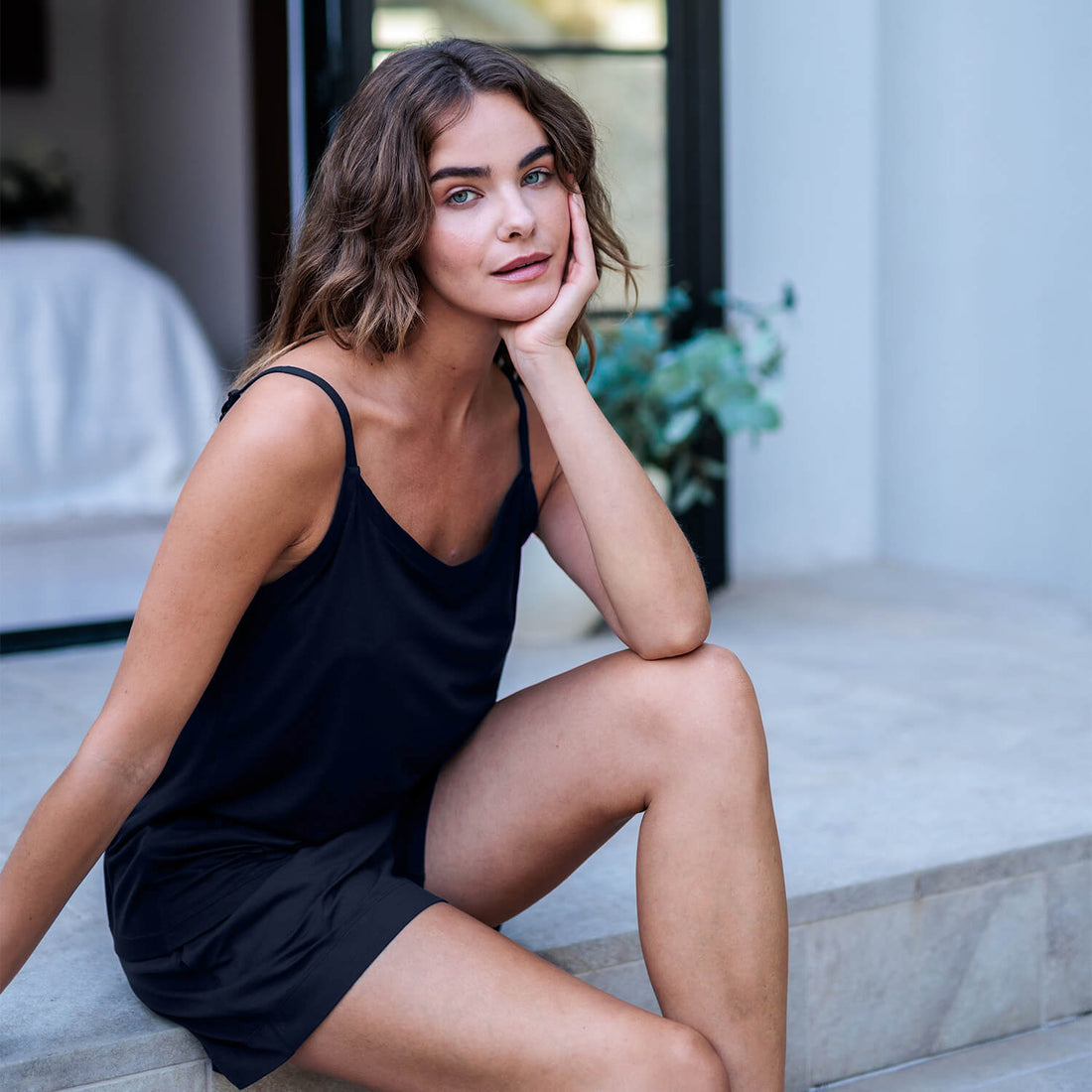 Cooling slip top pajama || Navy blue