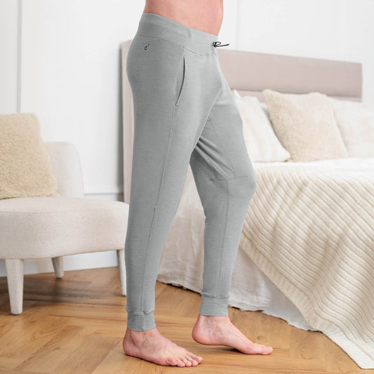 Mens wool pajama pants || Light grey melange