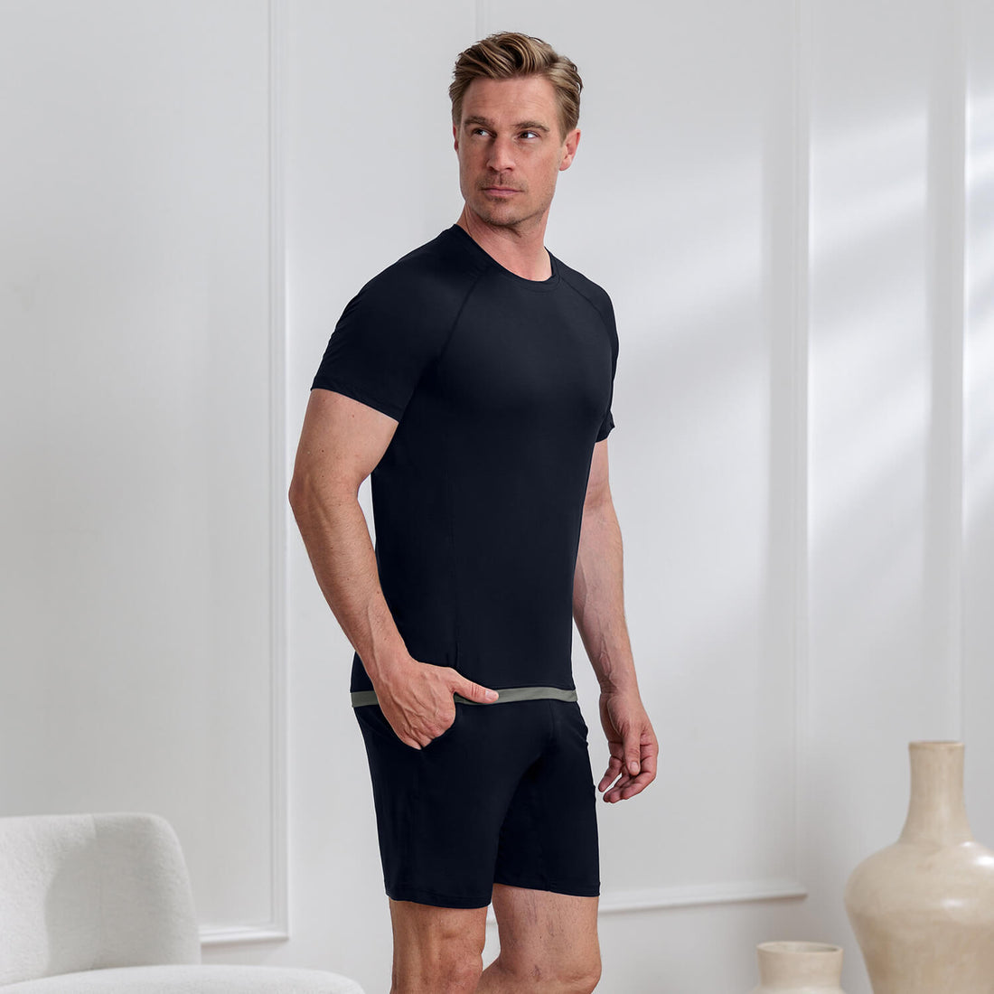 Cooling pajamas mens || Navy blue