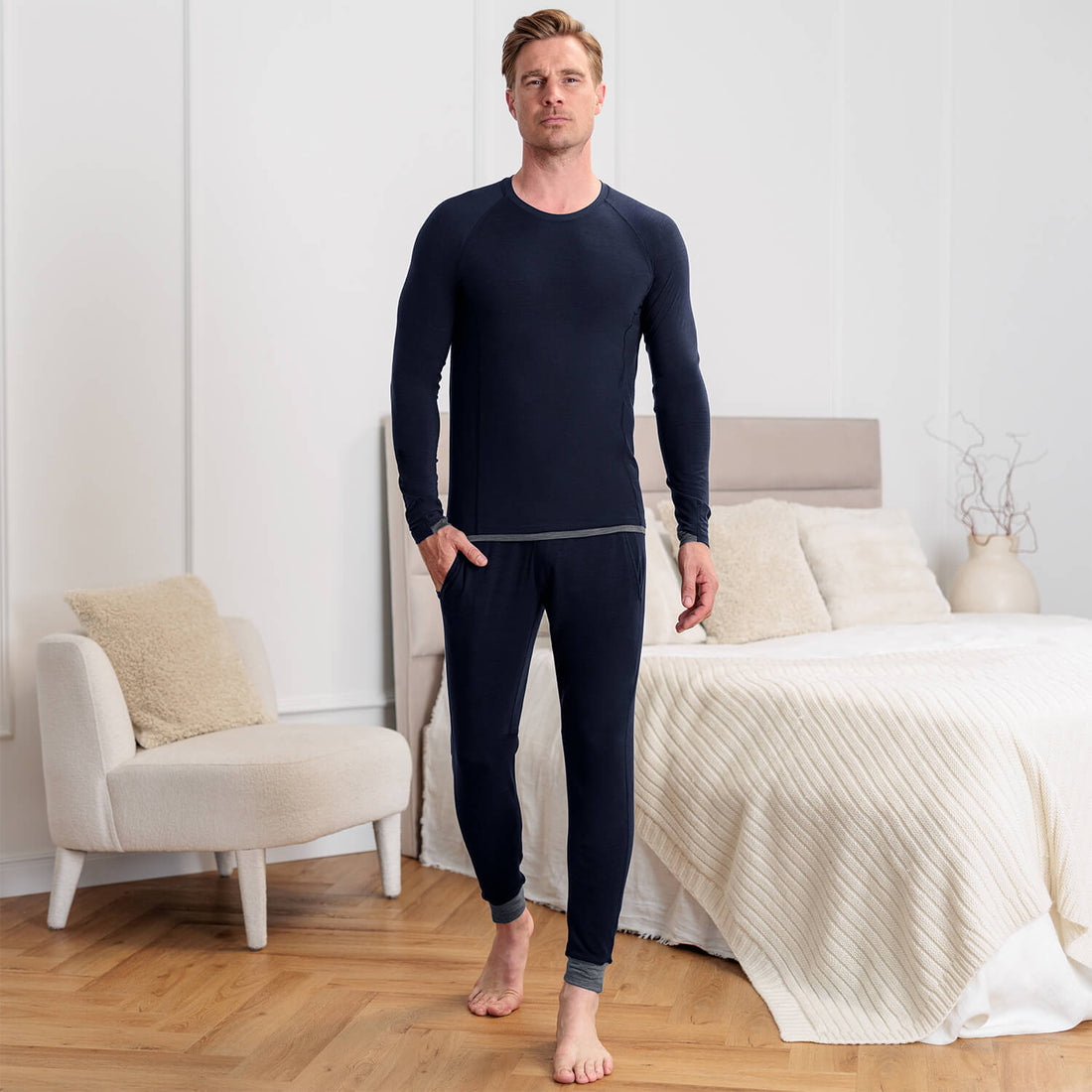 Mens wool pyjama pants || Winter night melange