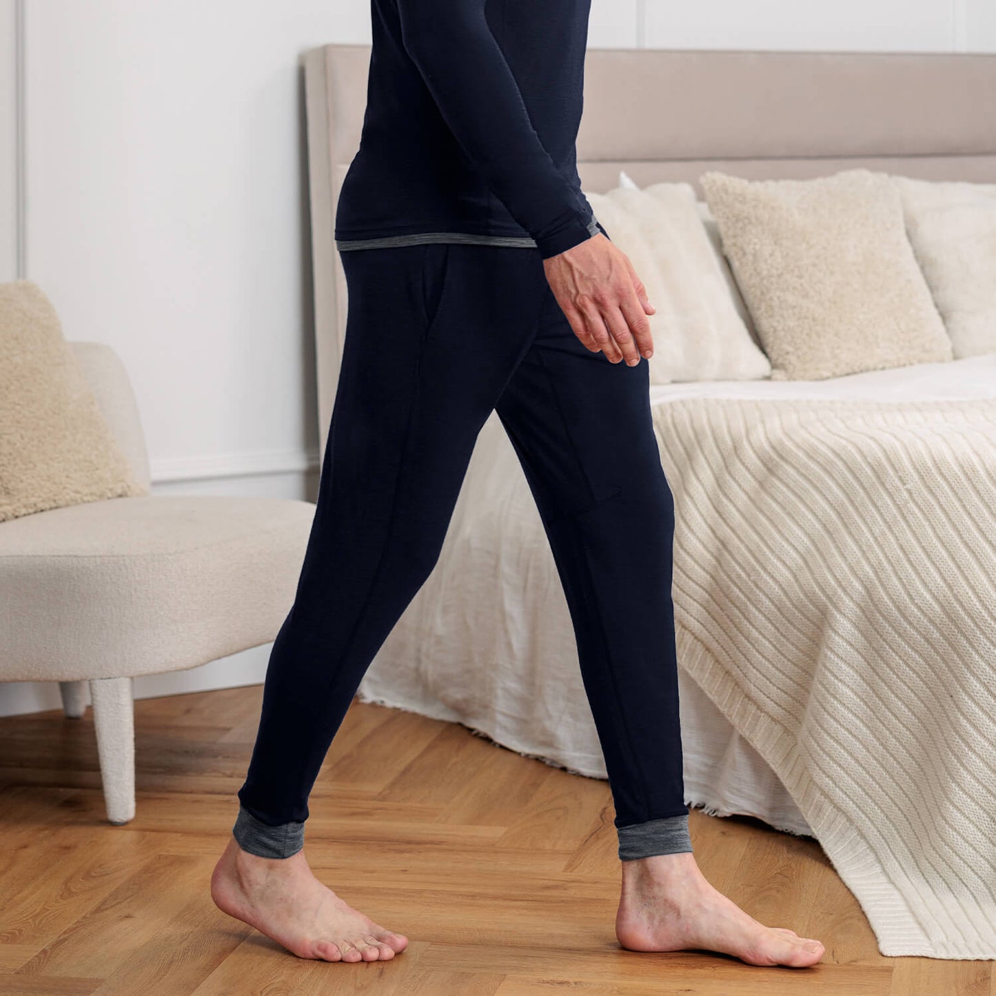 Mens wool pyjama pants || Winter night melange