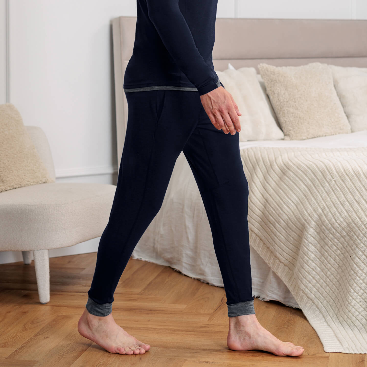 Mens wool pyjama pants || Winter night melange