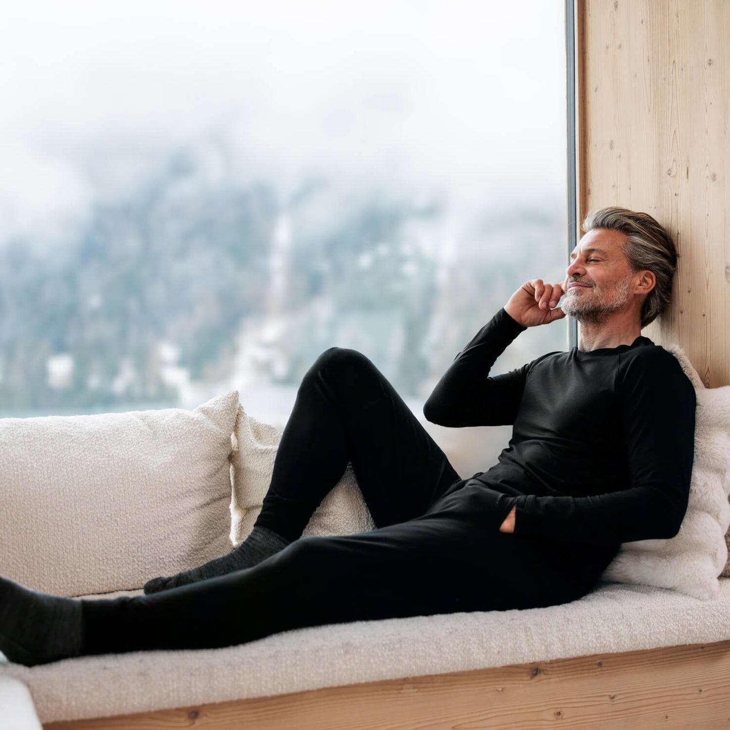 Mens wool pajama pants || Black