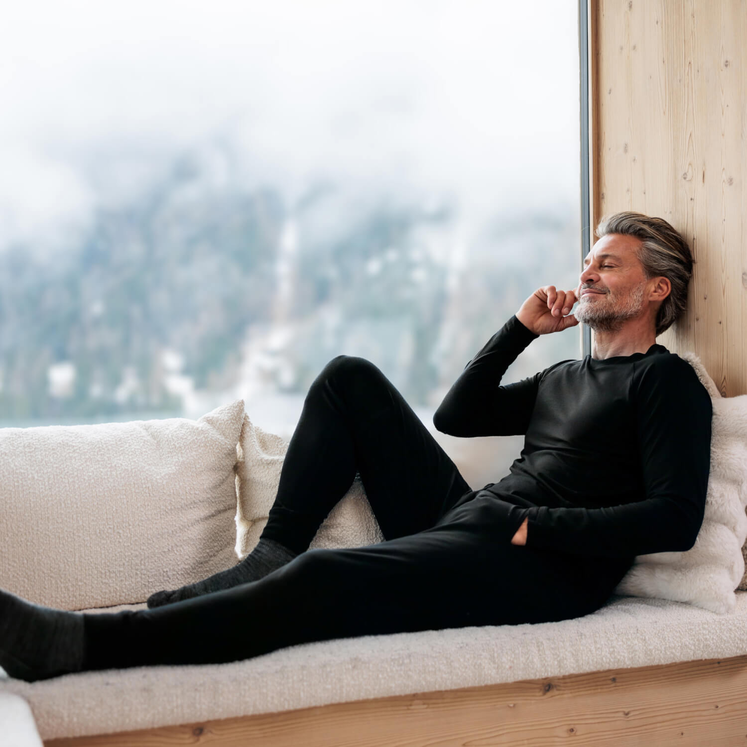Mens wool pajama pants || Black