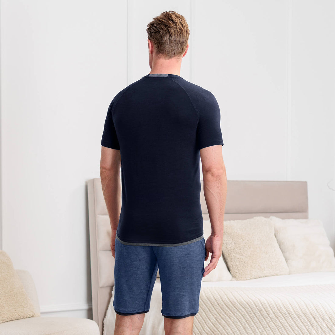Merino wool pajama t-shirt men || Winter night melange
