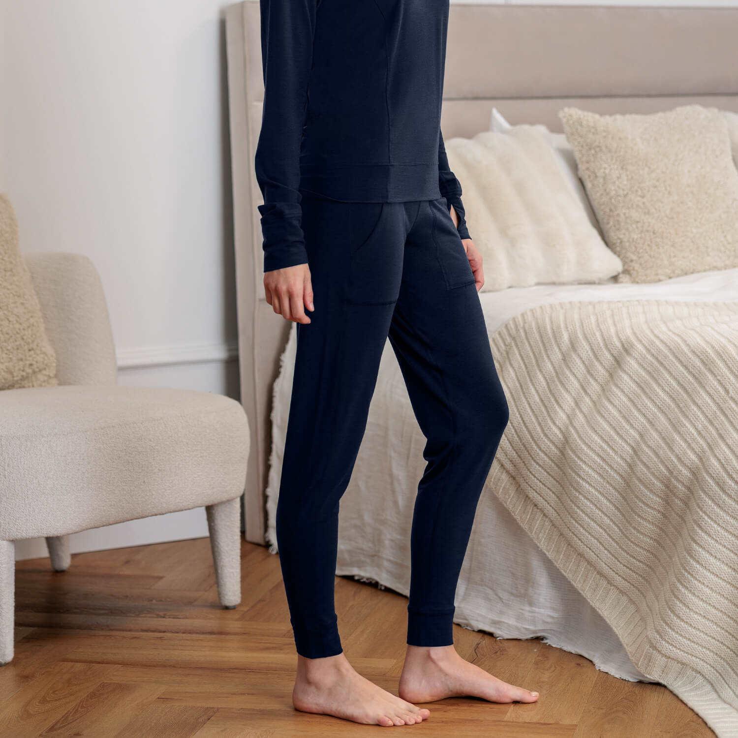 Merino wool pajamas pants women || Winter night melange