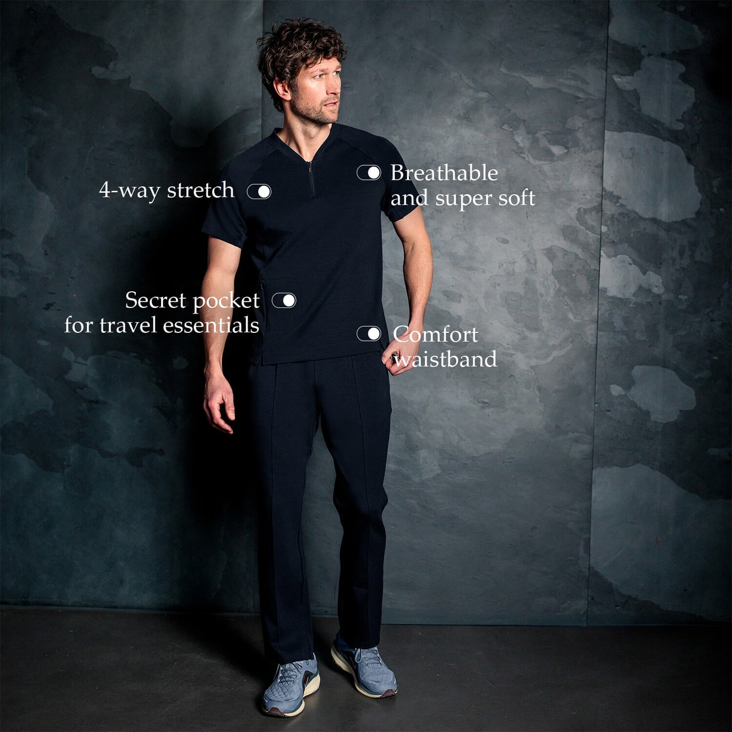 Comfortable travel clothing men || Navy blue