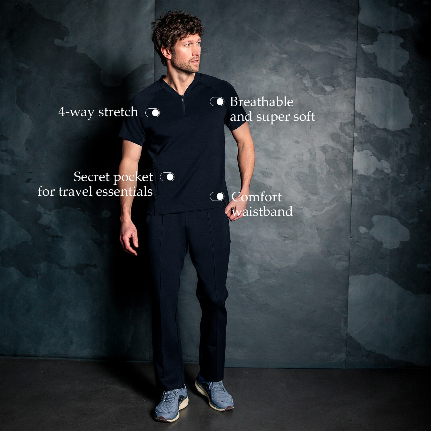 Comfortable travel clothing men || Navy blue