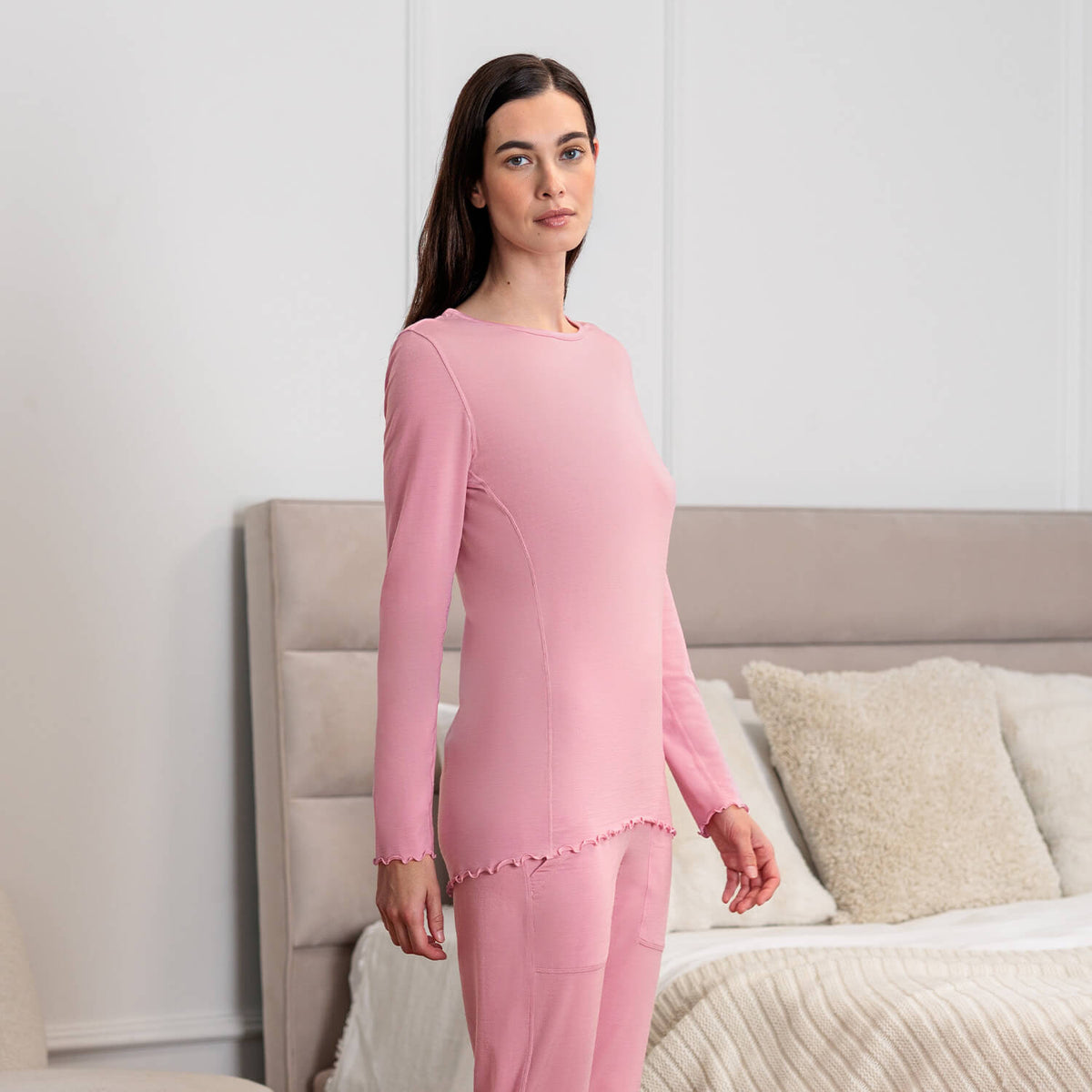 Wool pajamas womens || Rose mist