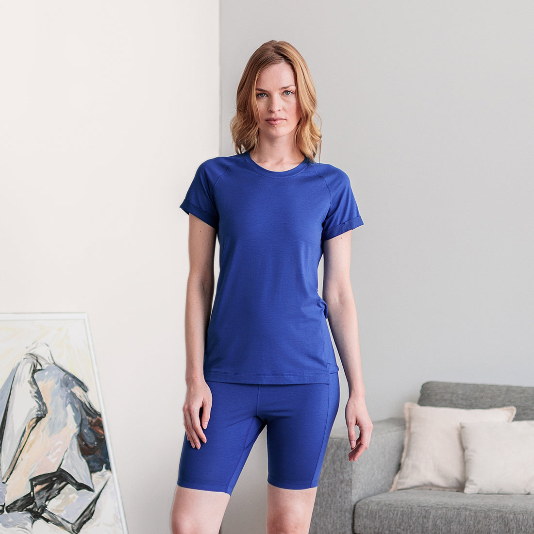 Muscle recovery sleep t-shirt women || Azure blue