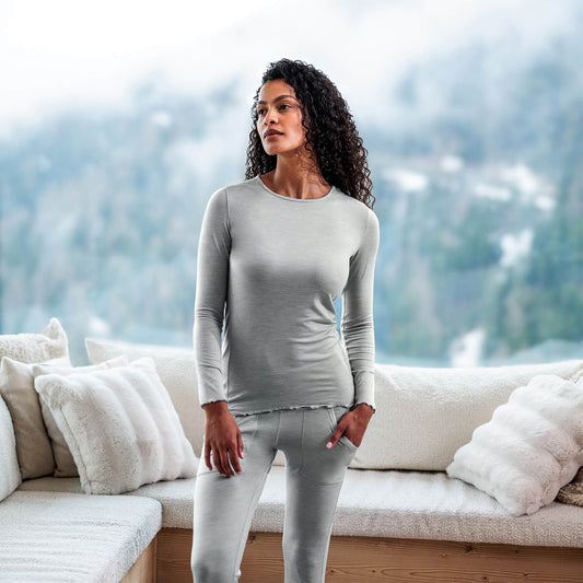 Wool pajamas womens || Light grey melange