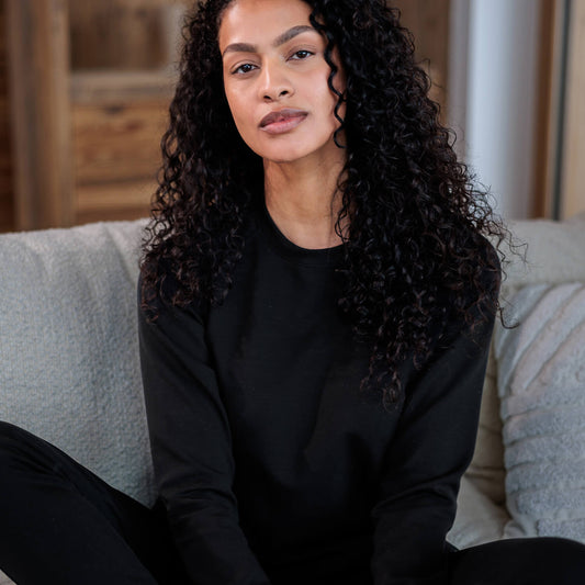 Travel womens long sleeve top || Black
