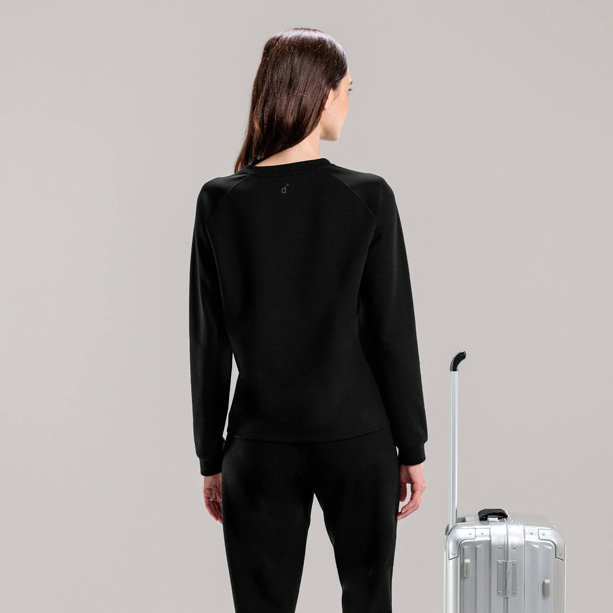 Travel womens long sleeve top || Black