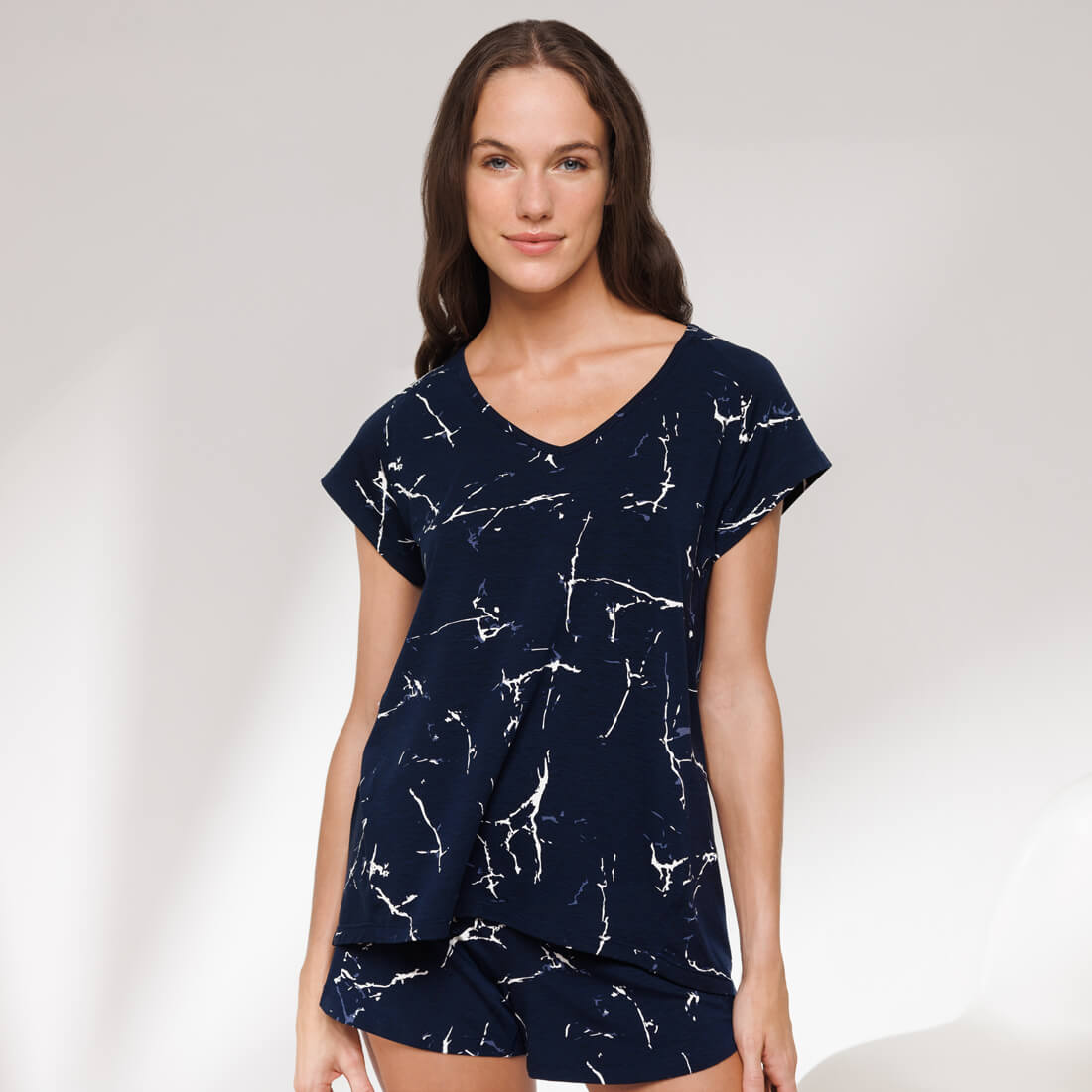 Women's cooling pajama t-shirt || Blue marble