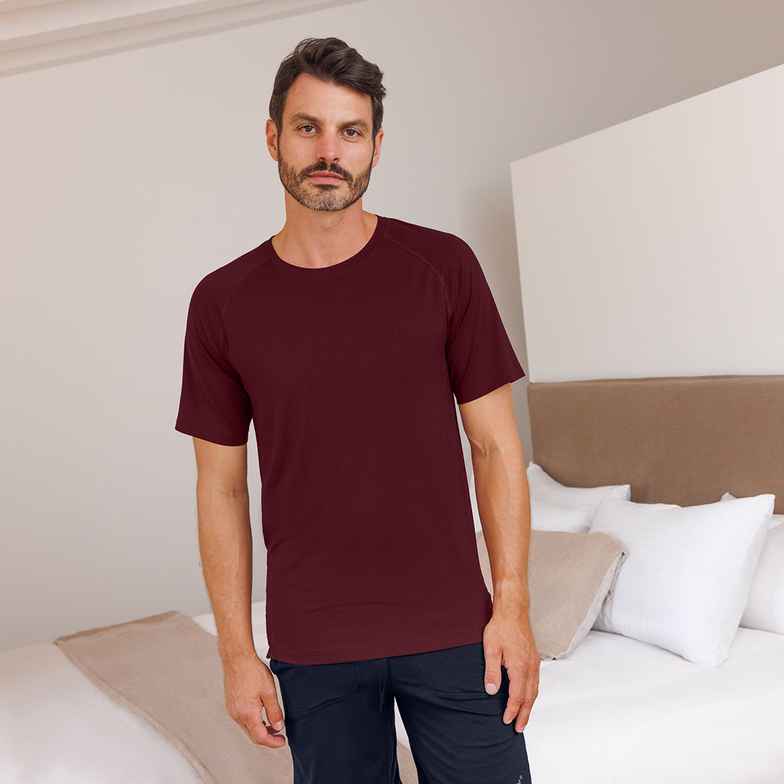 Muscle recovery sleep t-shirt men || Burgundy