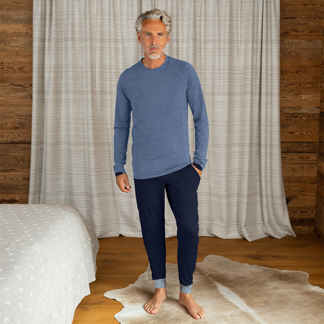 Thermal pajamas mens || Blue melange